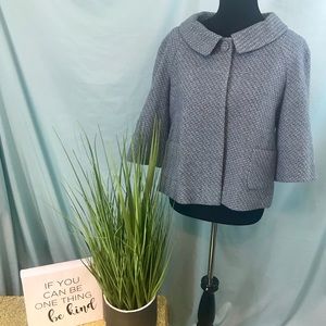LOFT blue wool blend 3/4 sleeve swing jacket